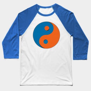 Yin Yang symbol design in orange and blue mosaic pattern Baseball T-Shirt